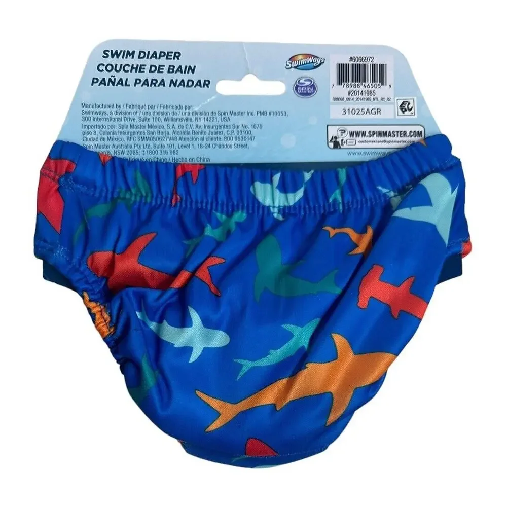 NEW SwimWays Reusable Shark Swim Diaper 50+ UPF Small 6M 13-18 lbs Boys